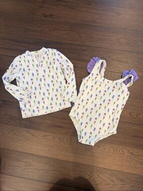 Giggle Girls 3t Popsicle Print One-Piece Swimsuit & Rashguard - C11